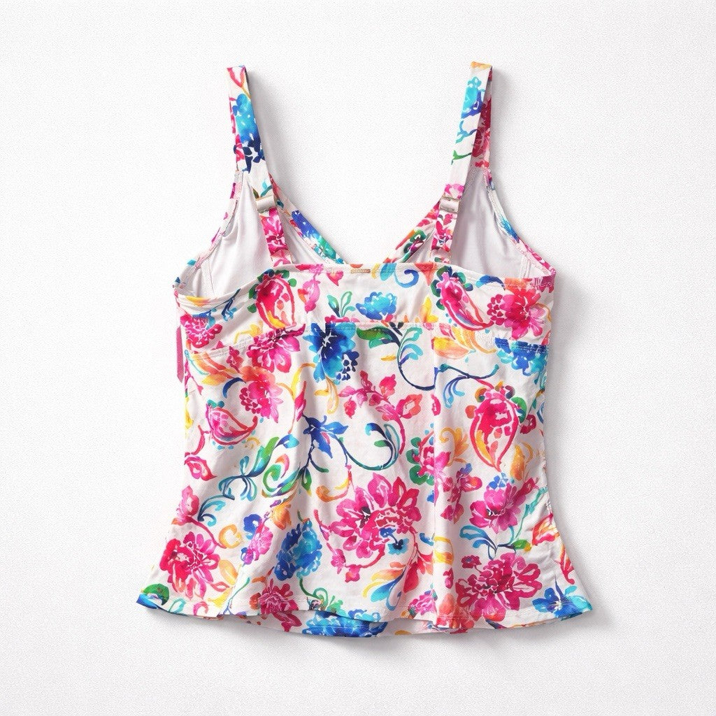 Anne Cole Watercolor Paisley Underwire Surplice Tankini Top 20W