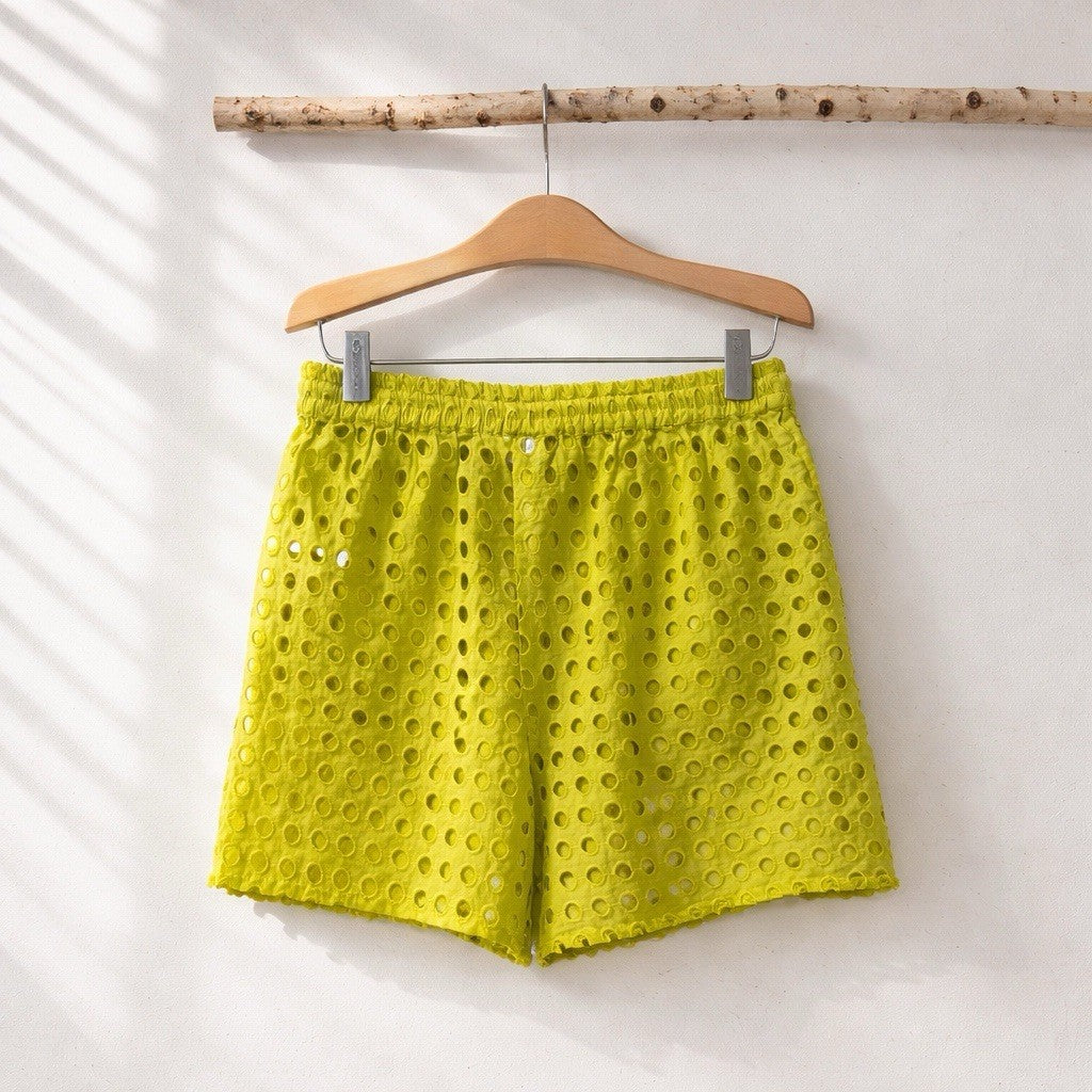 Dotti Citrine Openwork M Swimsuit Coverup Shorts Eyelet