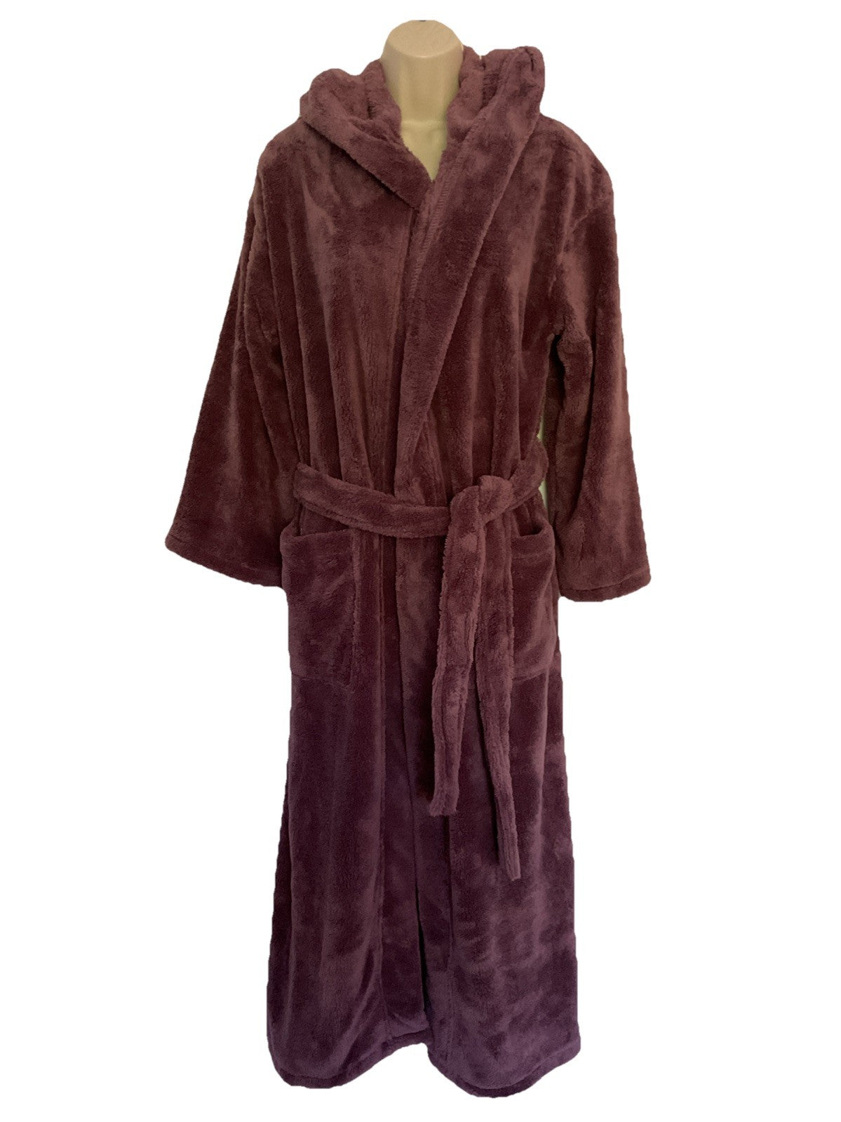 Arus Plum Hooded Long Bathrobe Long Unisex Small Plush