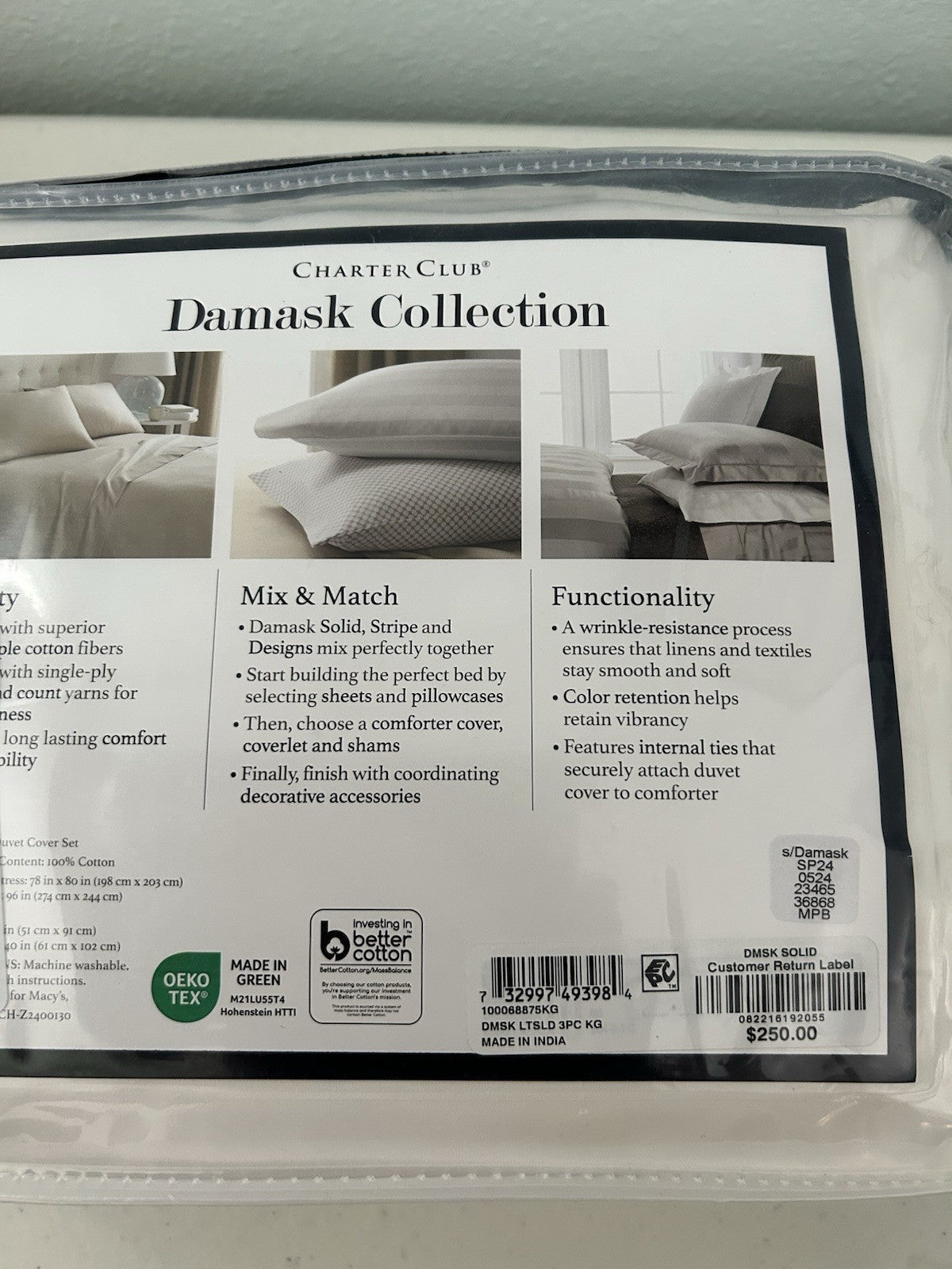 Charter Club 550 TC 100% Cotton 3-Pc. Duvet Cover Set, King, White