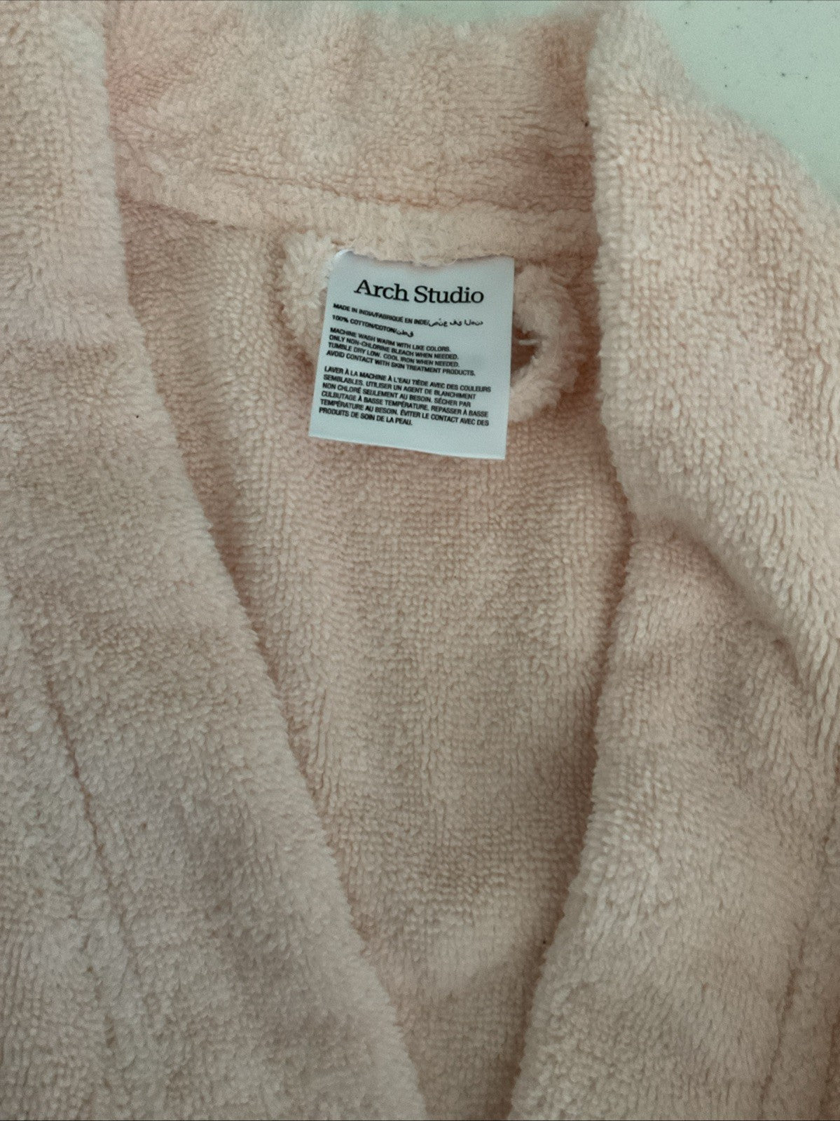 Arch Studio Terry Bath Robe, Blush Peach Small $160