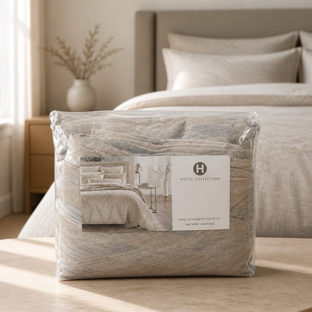 Hotel Collection Textured Chevron 3-Pc. Duvet Cover Set, King, gold