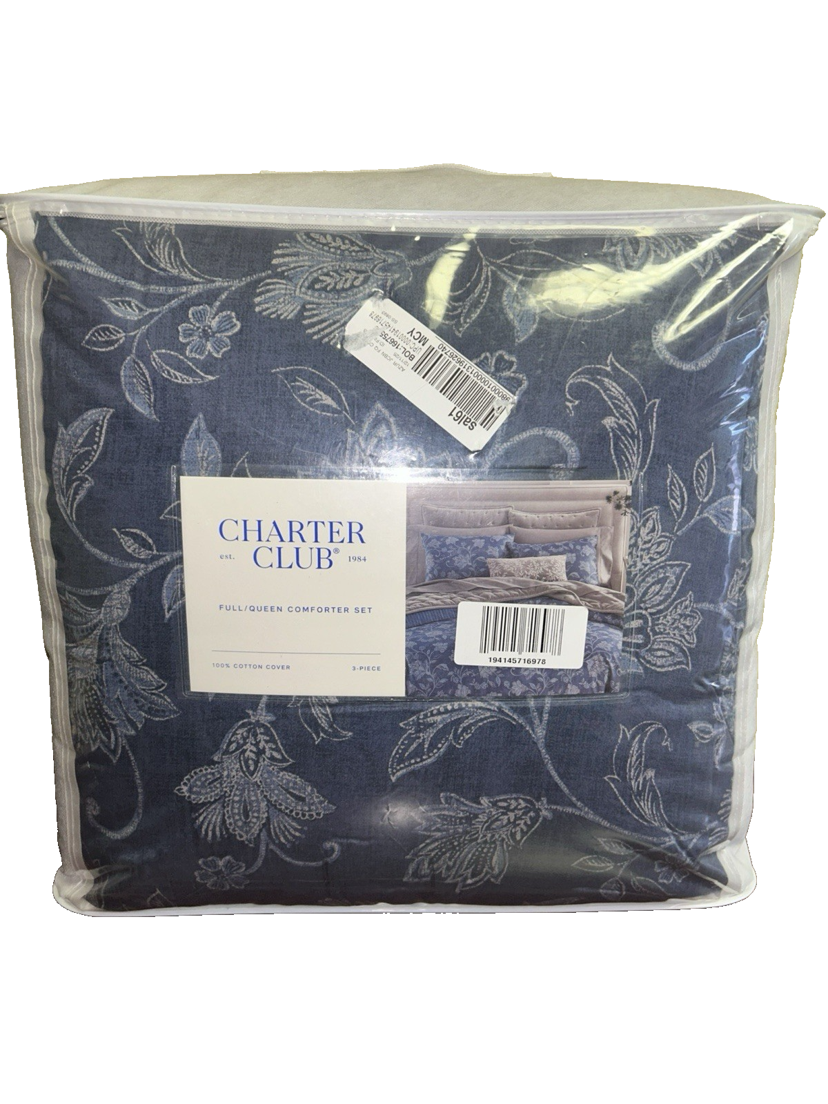 Charter Club, Three-Piece Comforter Set  Azure Jacobean Full Queen