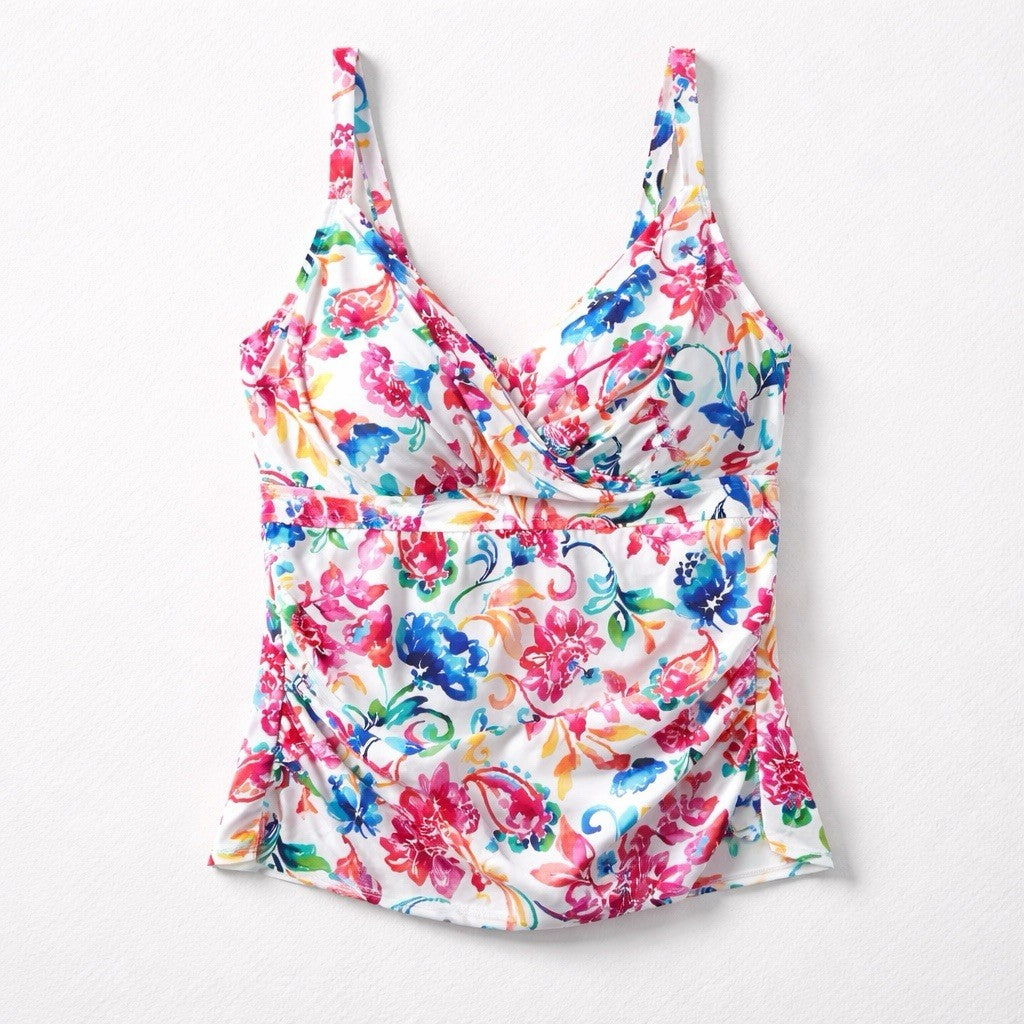 Anne Cole Watercolor Paisley Underwire Surplice Tankini Top 22W