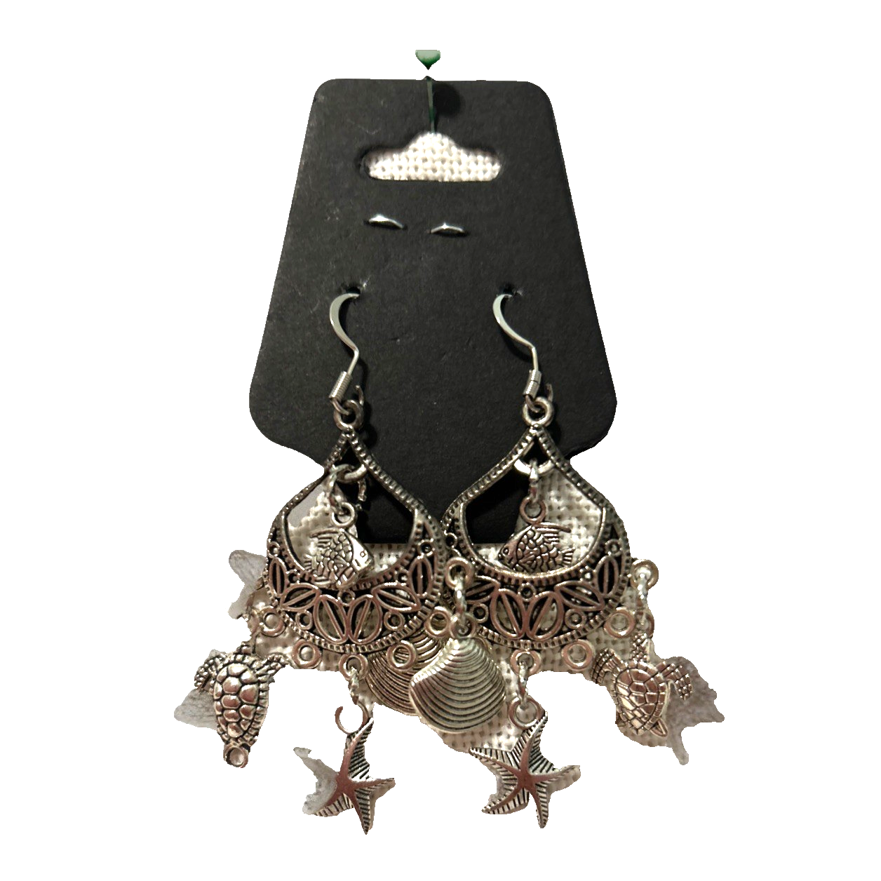 Handmade Earrings Beachie Starfish Turtles Seashells Fish Silver