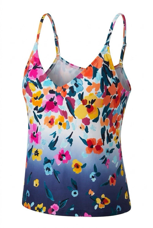 Anne Cole Floral-Print Draped- Multi Underwire Tankini Top Swimsuit M