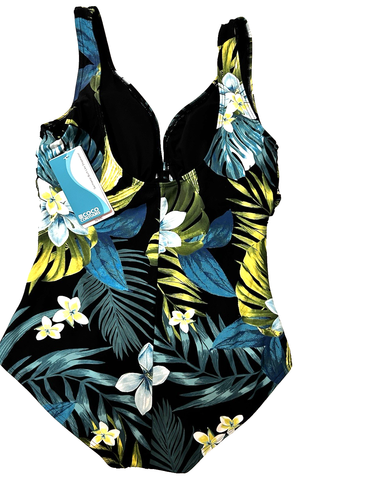Coco Contours Solitaire Underwire One Piece Swimsuit 16 Black Multi