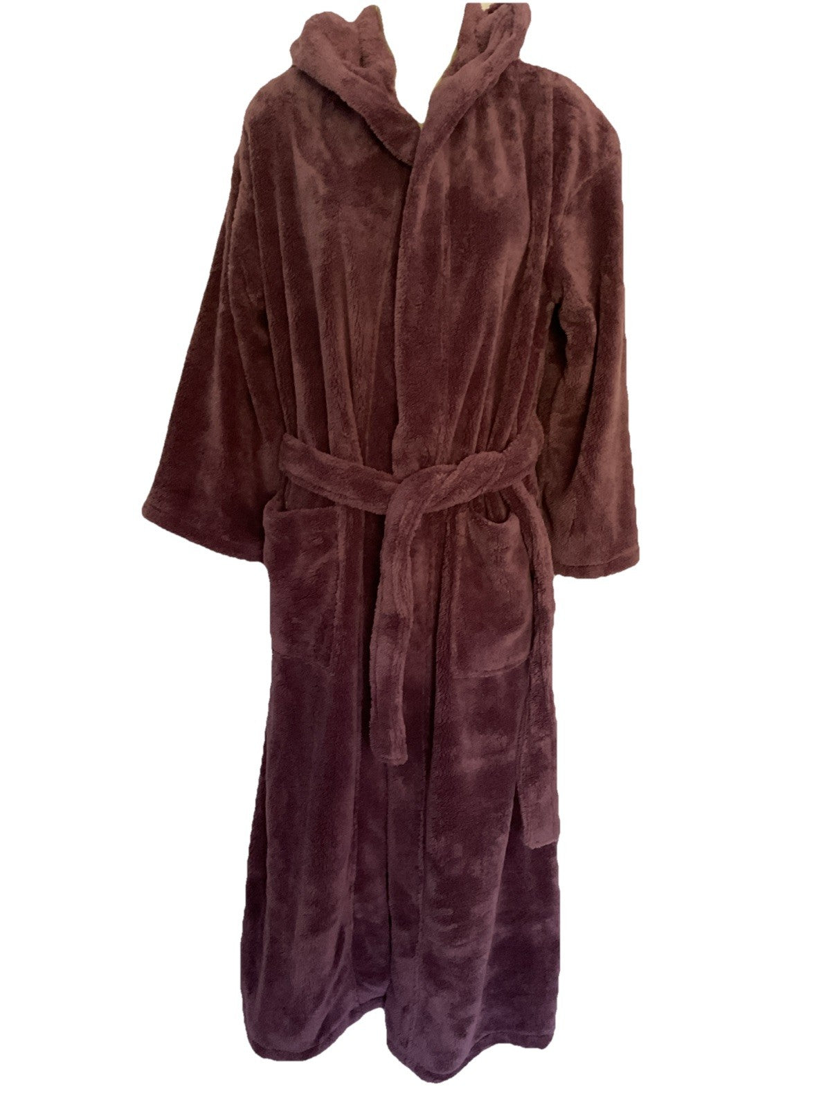 Arus Plum Hooded Long Bathrobe Long Unisex Small Plush