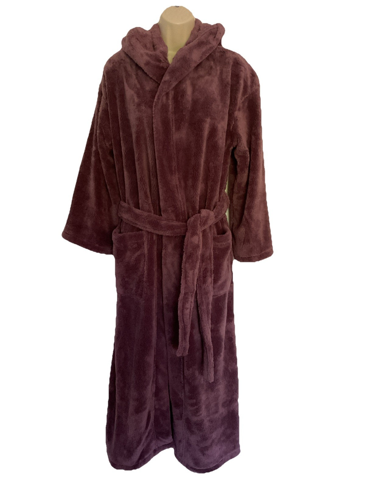 Arus Plum Hooded Long Bathrobe Long Unisex Small Plush