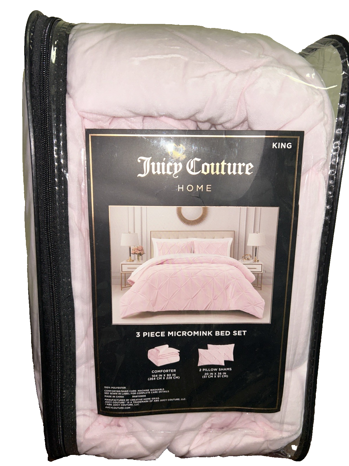 Juicy Couture, Kiss Pleaded Micro Mink Three-Piece Comforter Set King