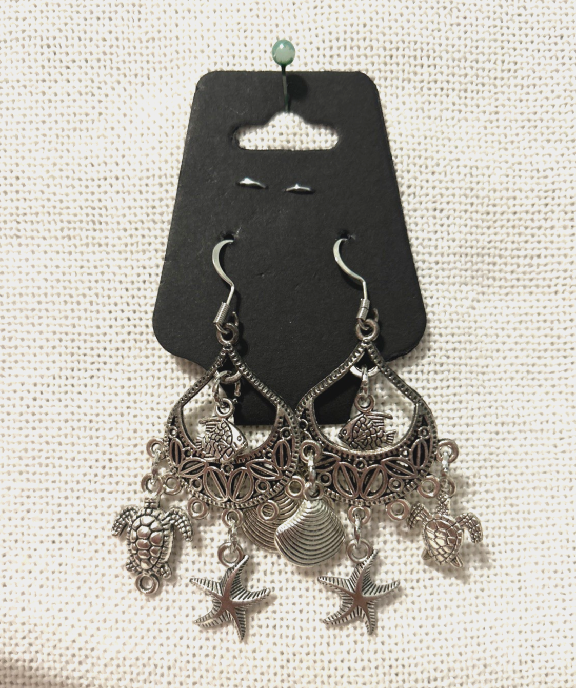 Handmade Earrings Beachie Starfish Turtles Seashells Fish Silver