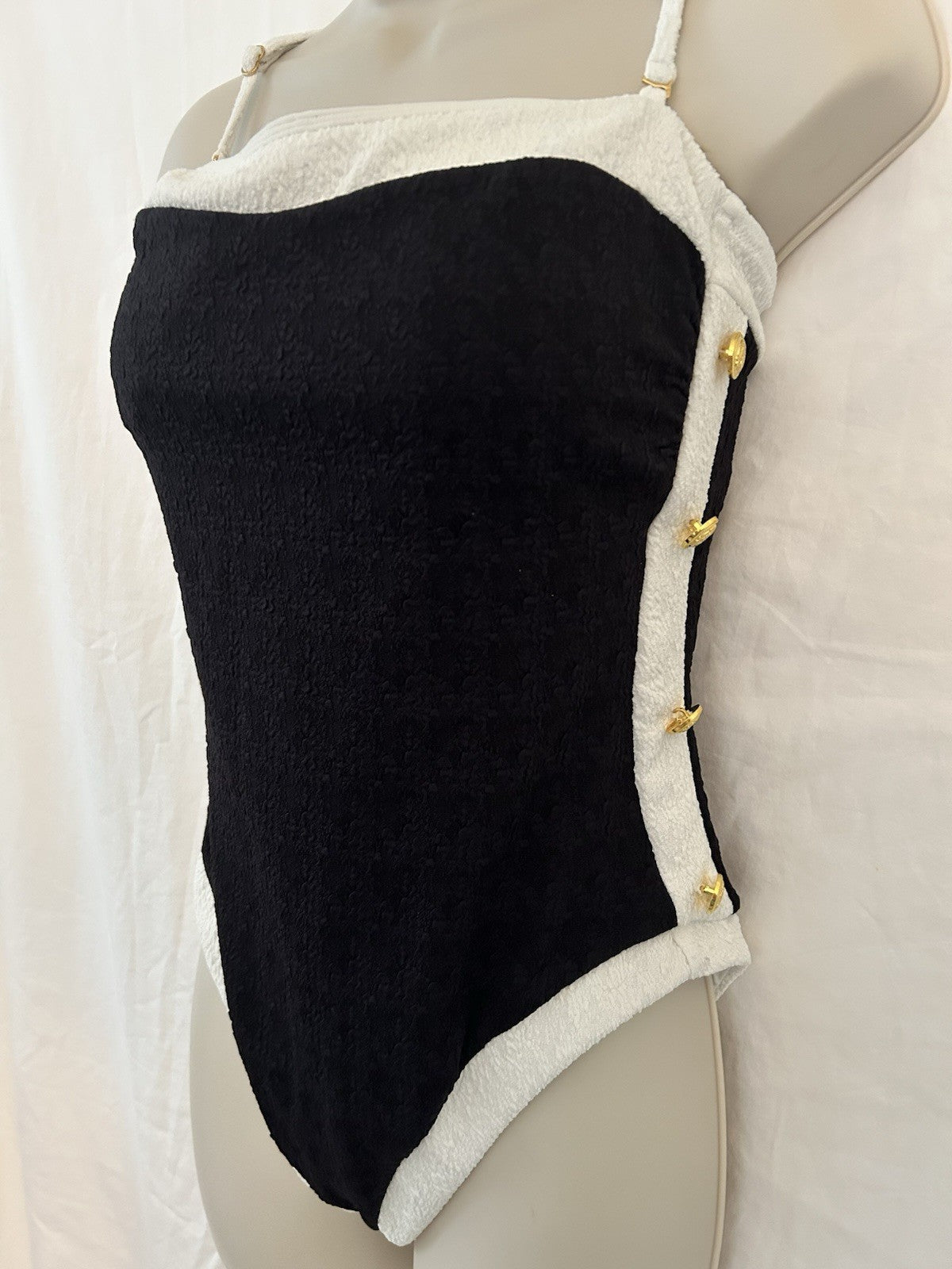 L'agence Color Block Womens L One Piece Swimsuit Black