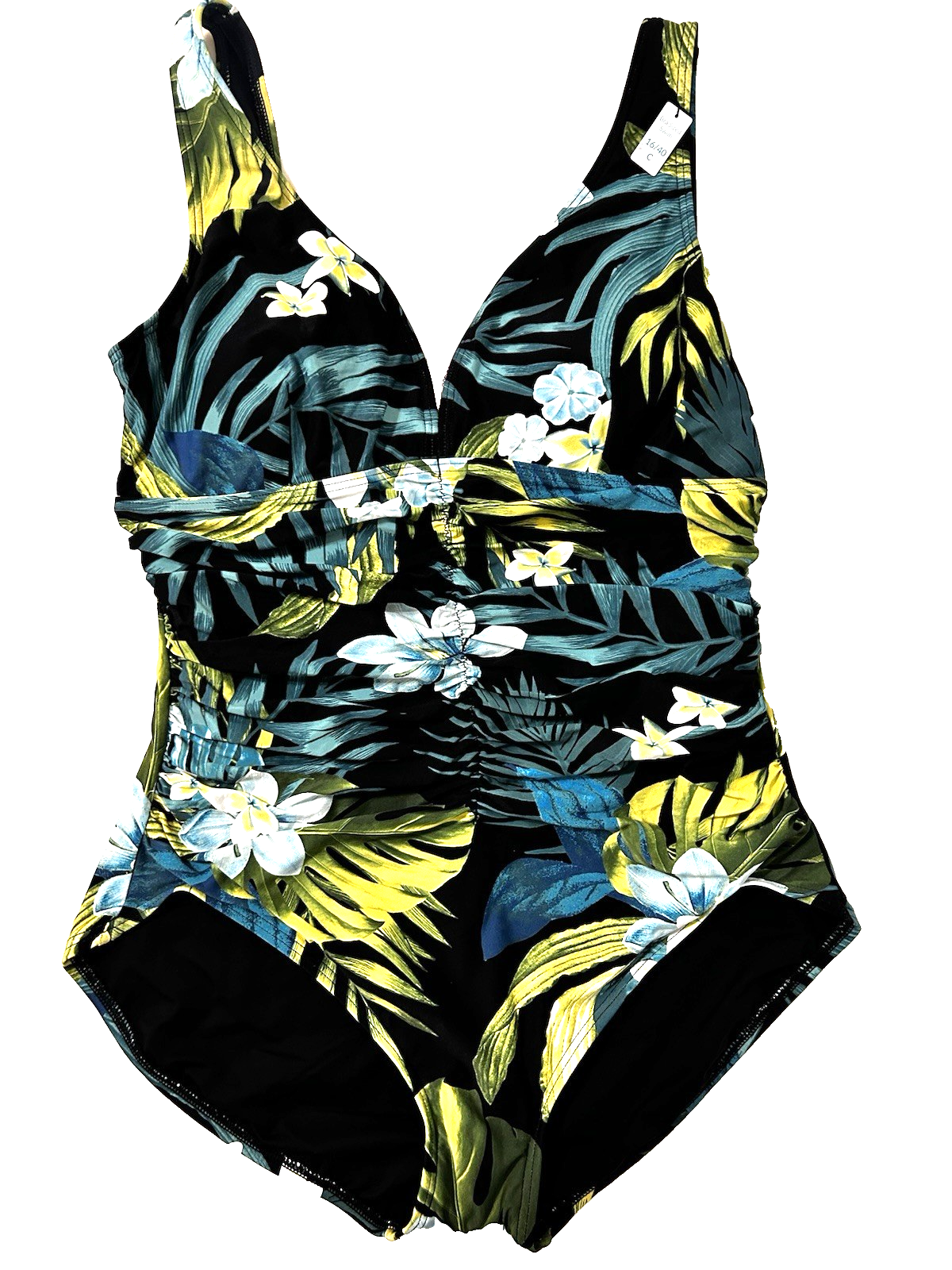 Coco Contours Solitaire Underwire One Piece Swimsuit 16 Black Multi