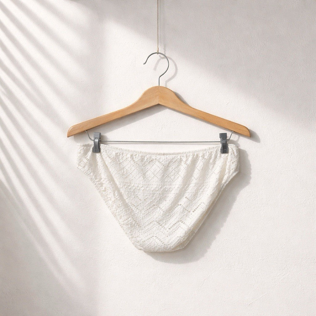 La Blanca White Eyelet Textured Bikini Bottoms Size 16 UPF 50+