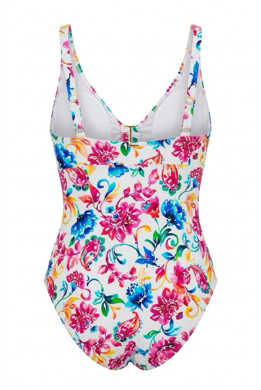 Anne Cole Watercolor Paisley Underwire Surplice One Piece Swimsuit 22W