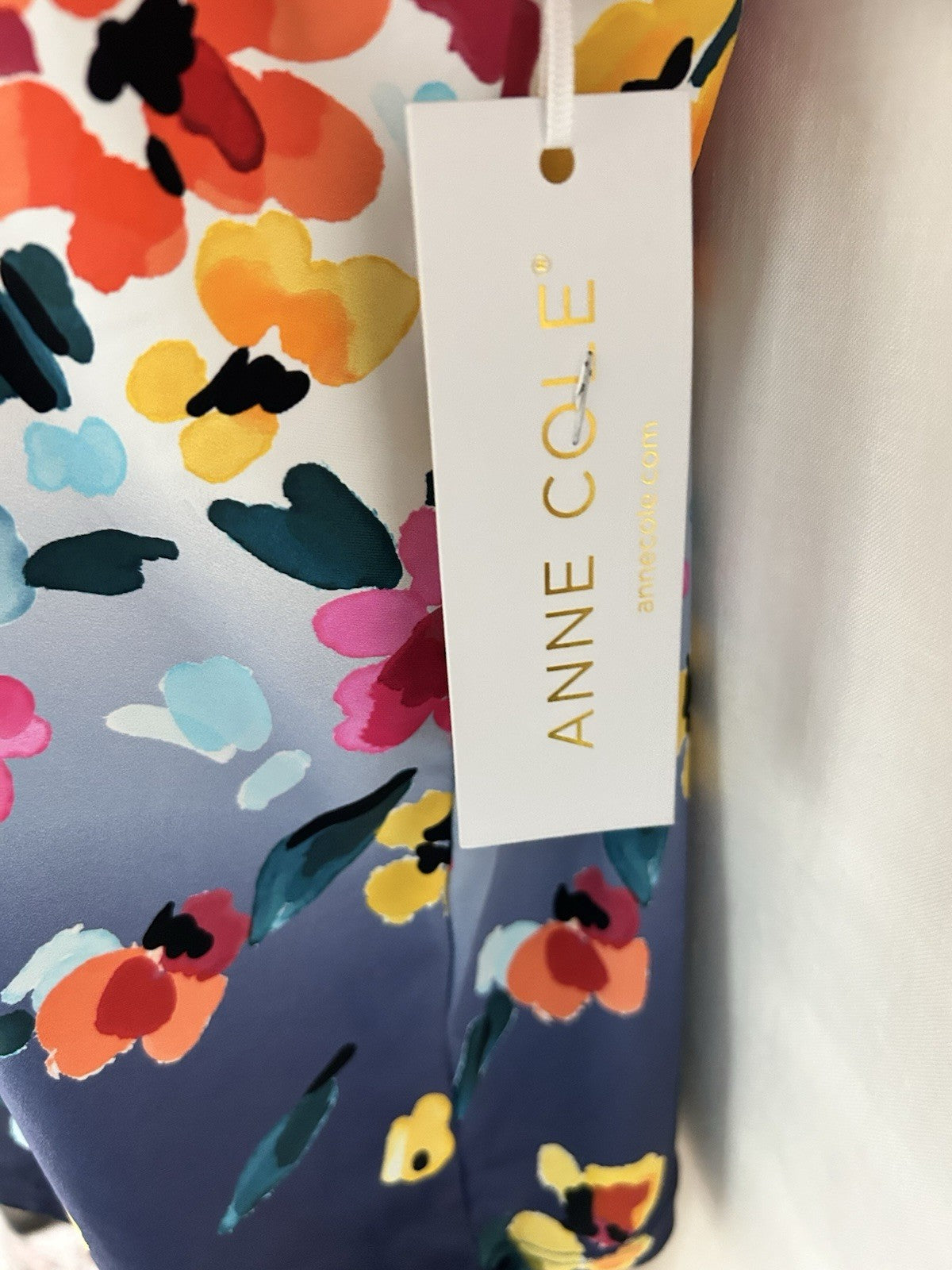 Anne Cole Floral-Print Draped- Multi Underwire Tankini Top Swimsuit M