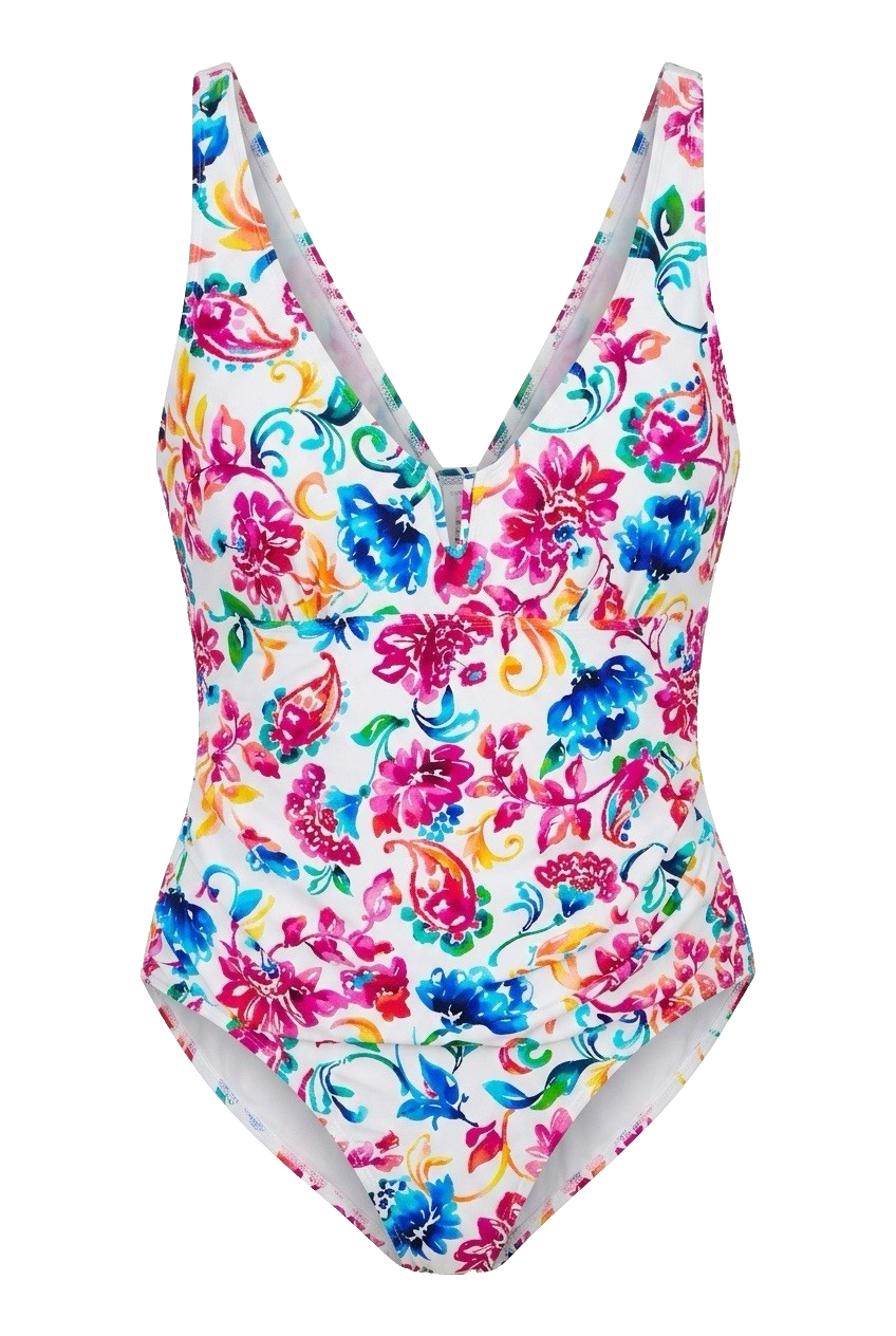Anne Cole Watercolor Paisley Underwire Surplice One Piece Swimsuit 22W