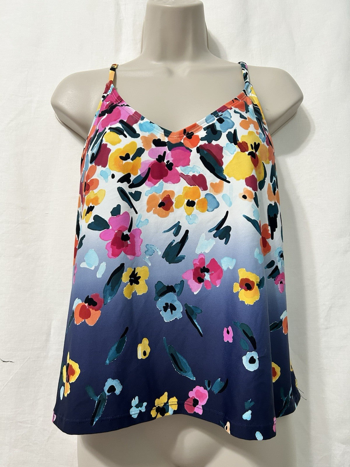 Anne Cole Floral-Print Draped- Multi Underwire Tankini Top Swimsuit M