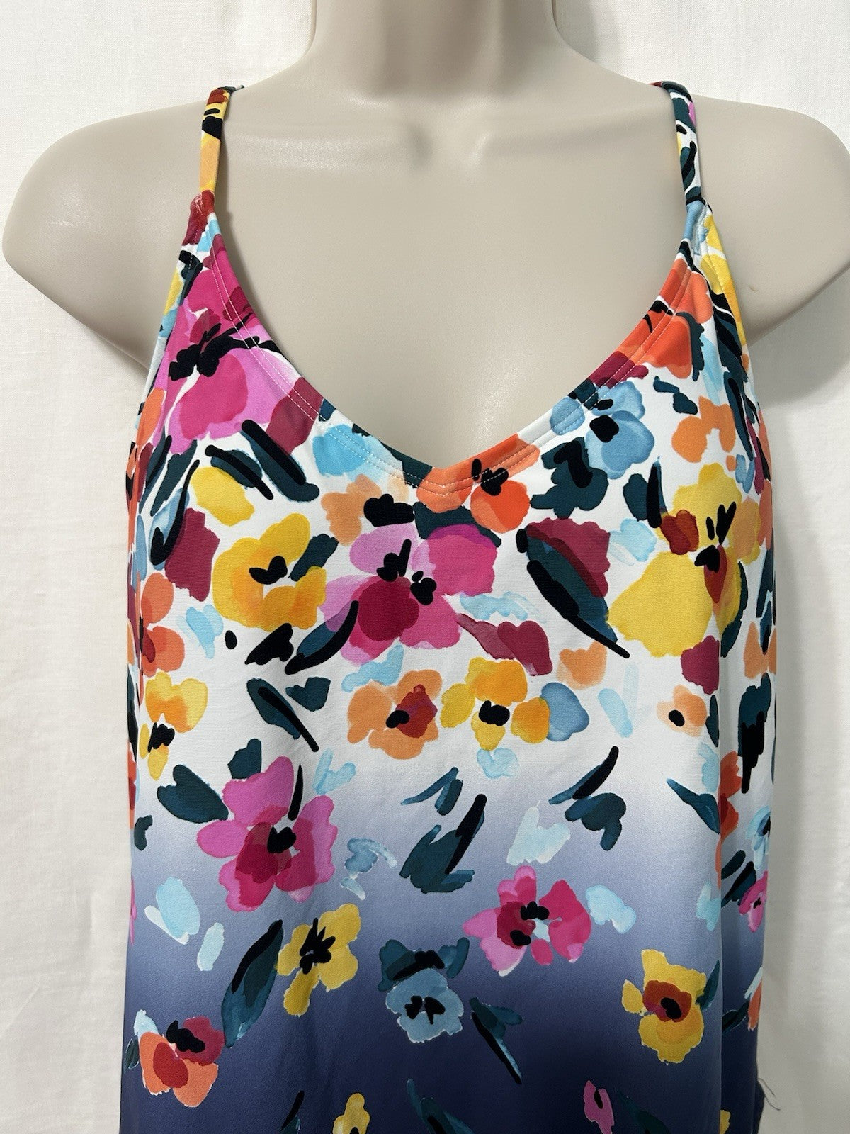 Anne Cole Floral-Print Draped- Multi Underwire Tankini Top Swimsuit M