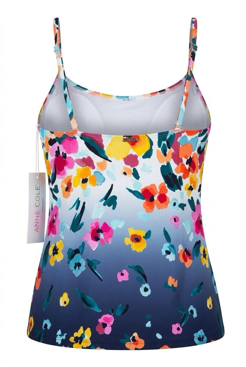 Anne Cole Floral-Print Draped- Multi Underwire Tankini Top Swimsuit M