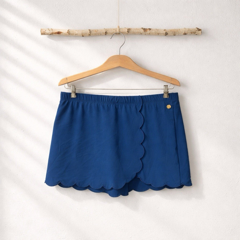 CeCe Women's Seaside Siren Scalloped-Edge Skirt Cover-up, Navy Small