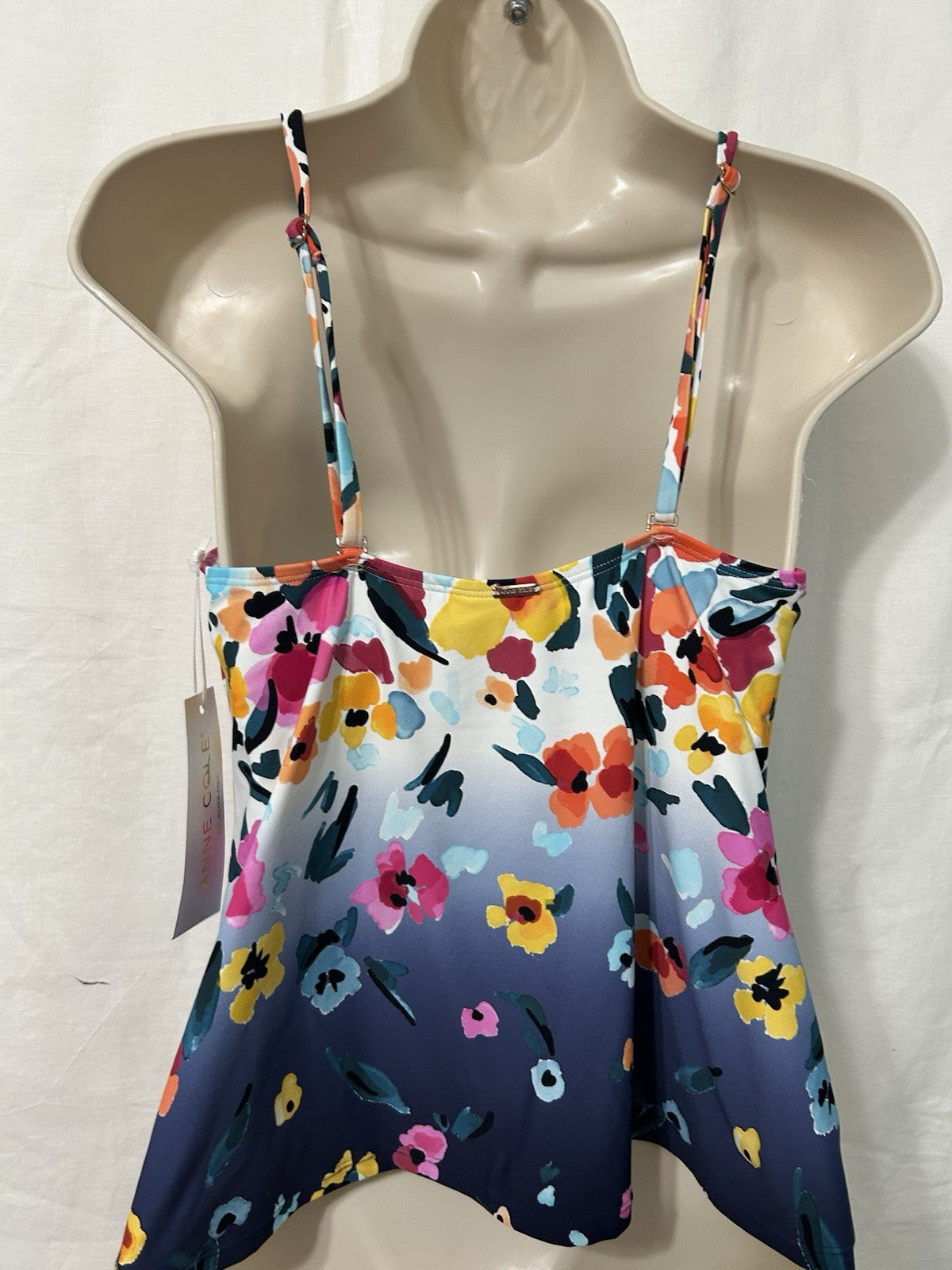 Anne Cole Floral-Print Draped- Multi Underwire Tankini Top Swimsuit M
