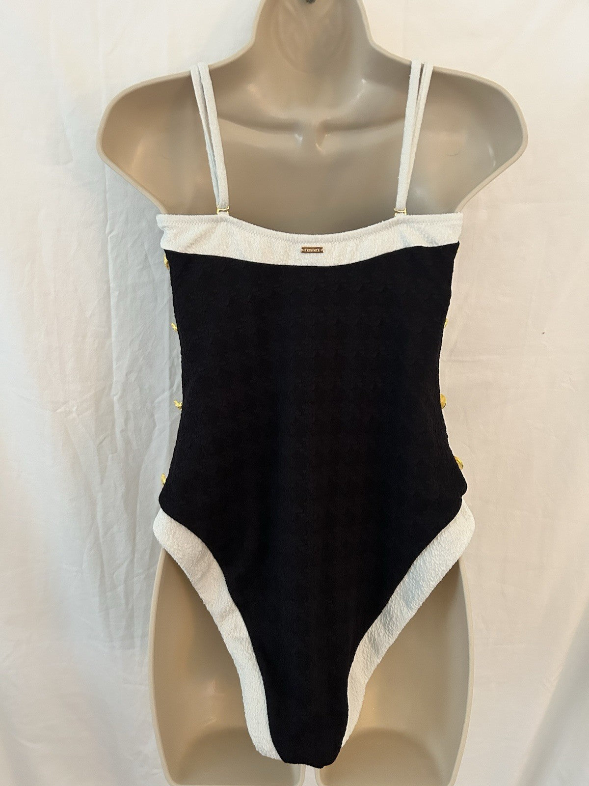 L'agence Color Block Womens L One Piece Swimsuit Black