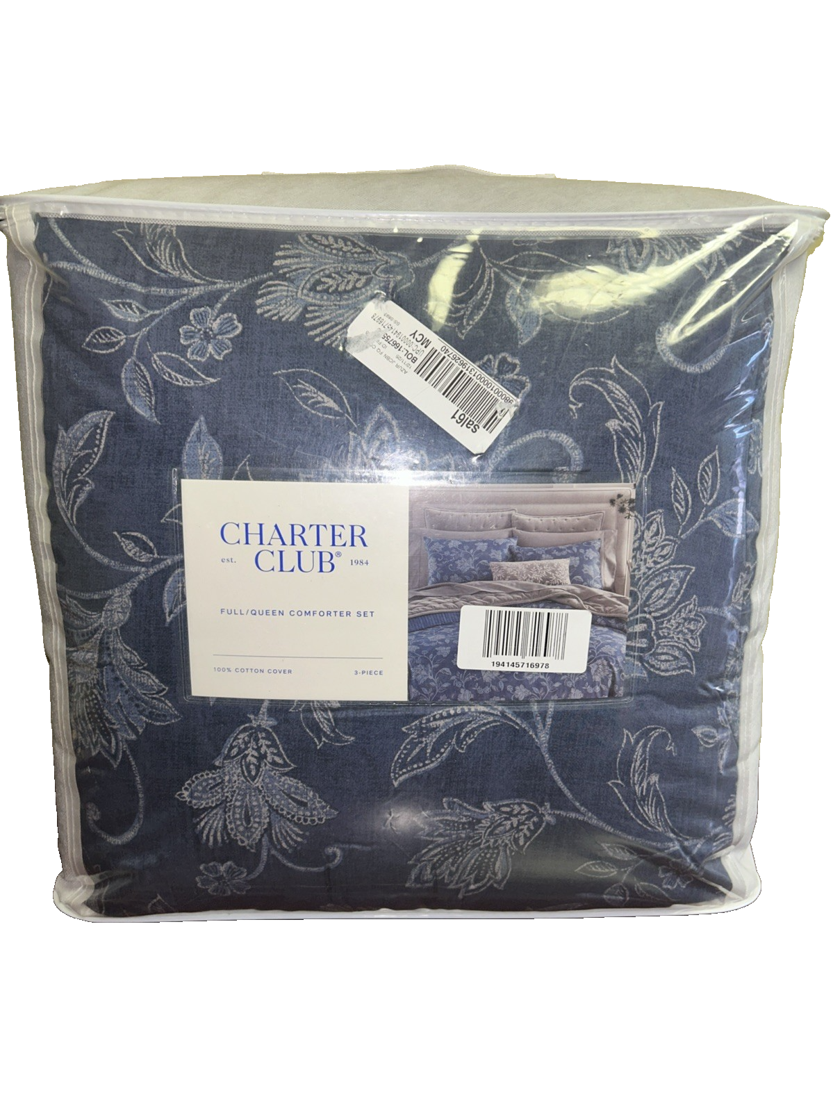 Charter Club, Three-Piece Comforter Set  Azure Jacobean Full Queen