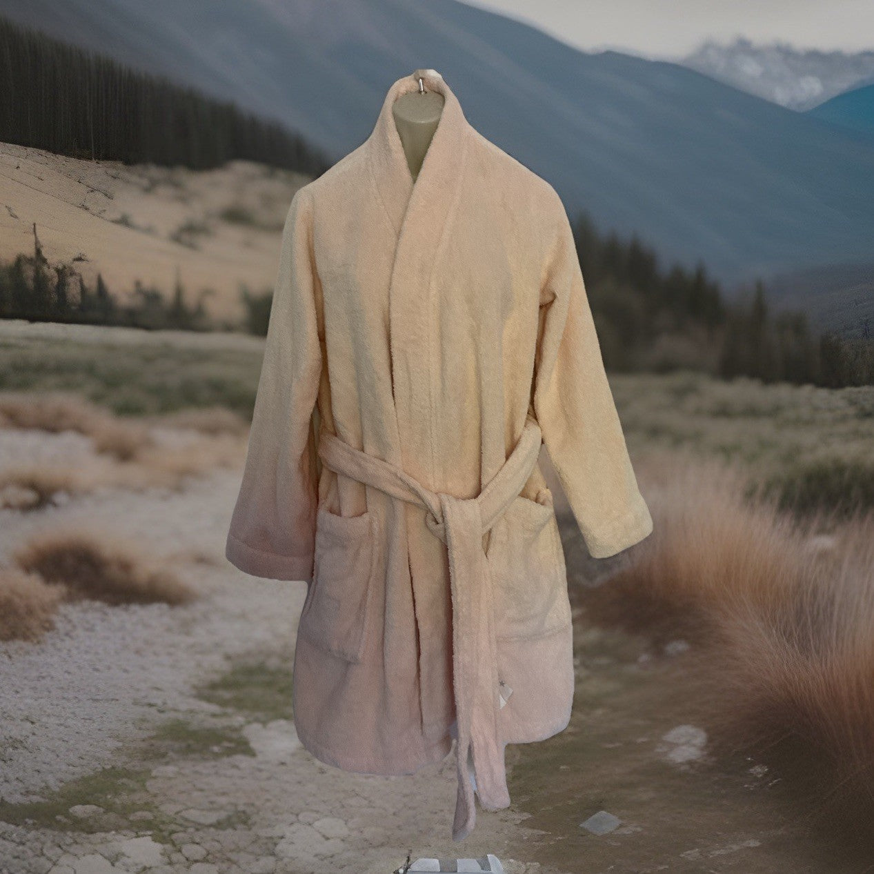 Arch Studio Terry Bath Robe, Blush Peach Small $160