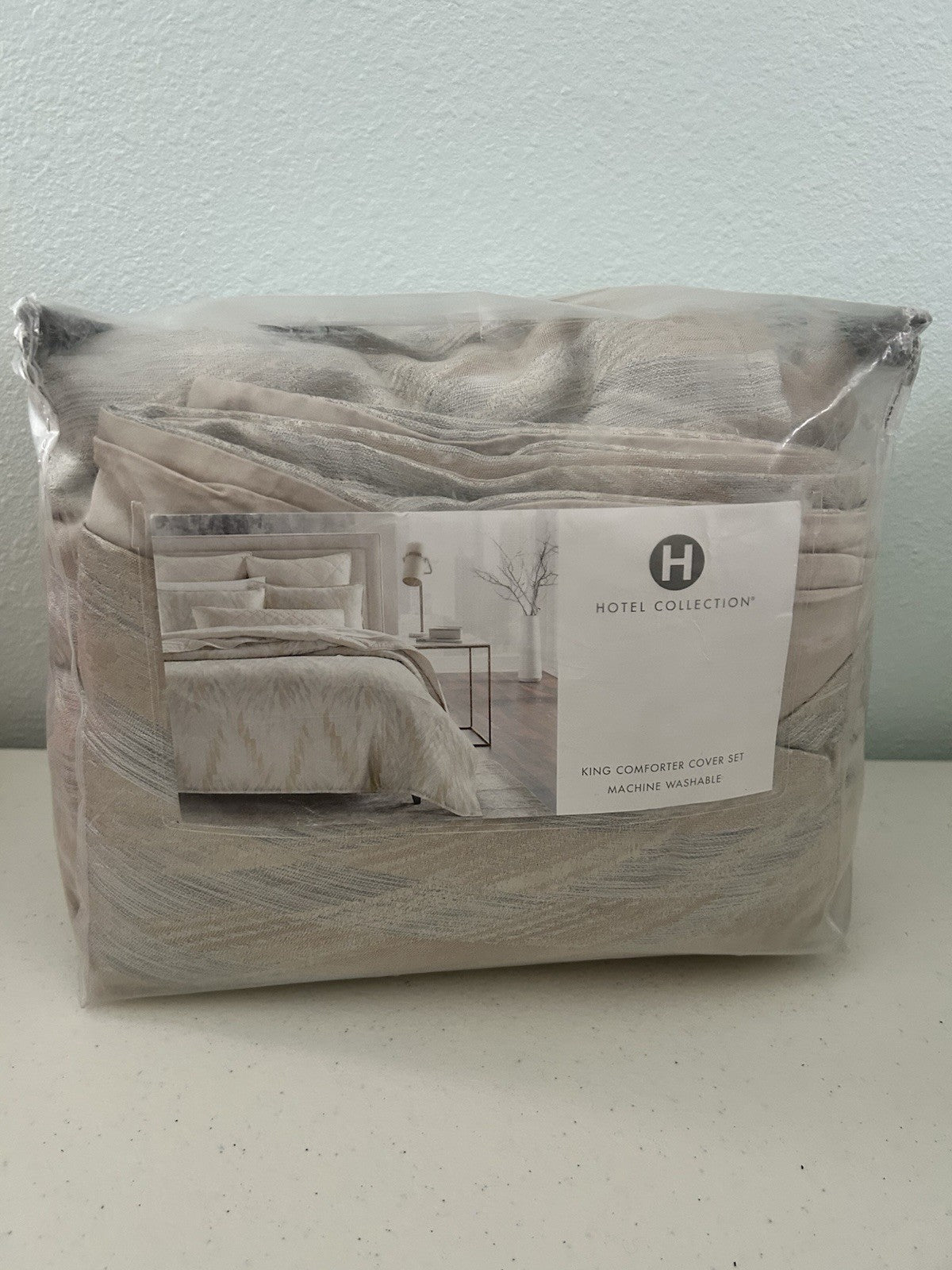 Hotel Collection Textured Chevron 3-Pc. Duvet Cover Set, King, gold