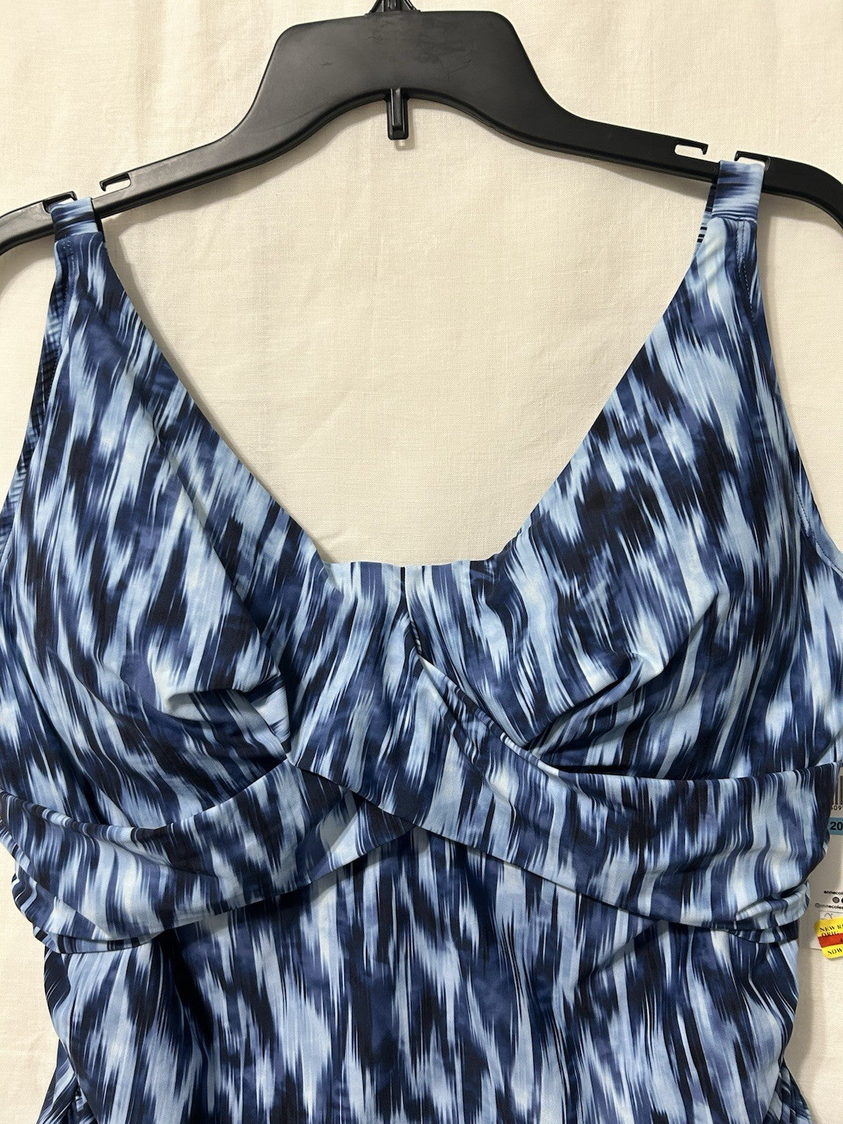 Anne Cole Plus 22W Printed Front Underwire Tankini Top Swimsuit Blue