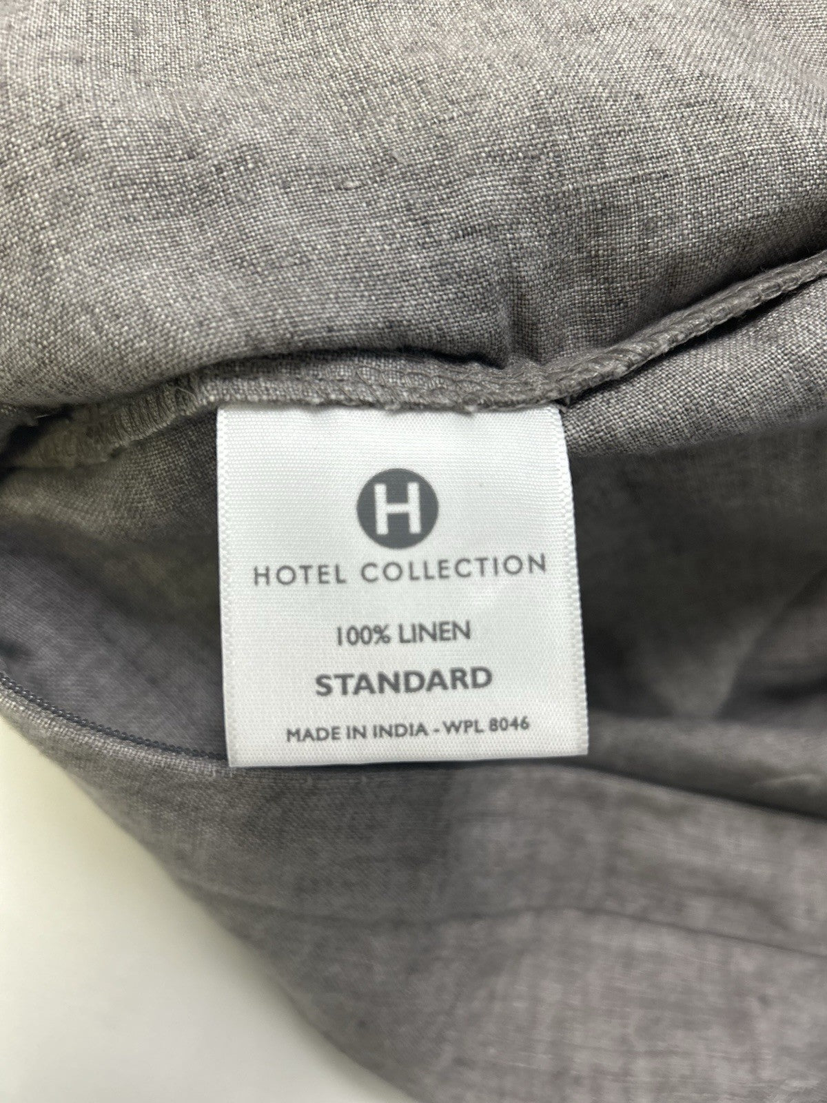 HOTEL COLLECTION 100% LINEN Pillow Sham Gray Stitched Flange