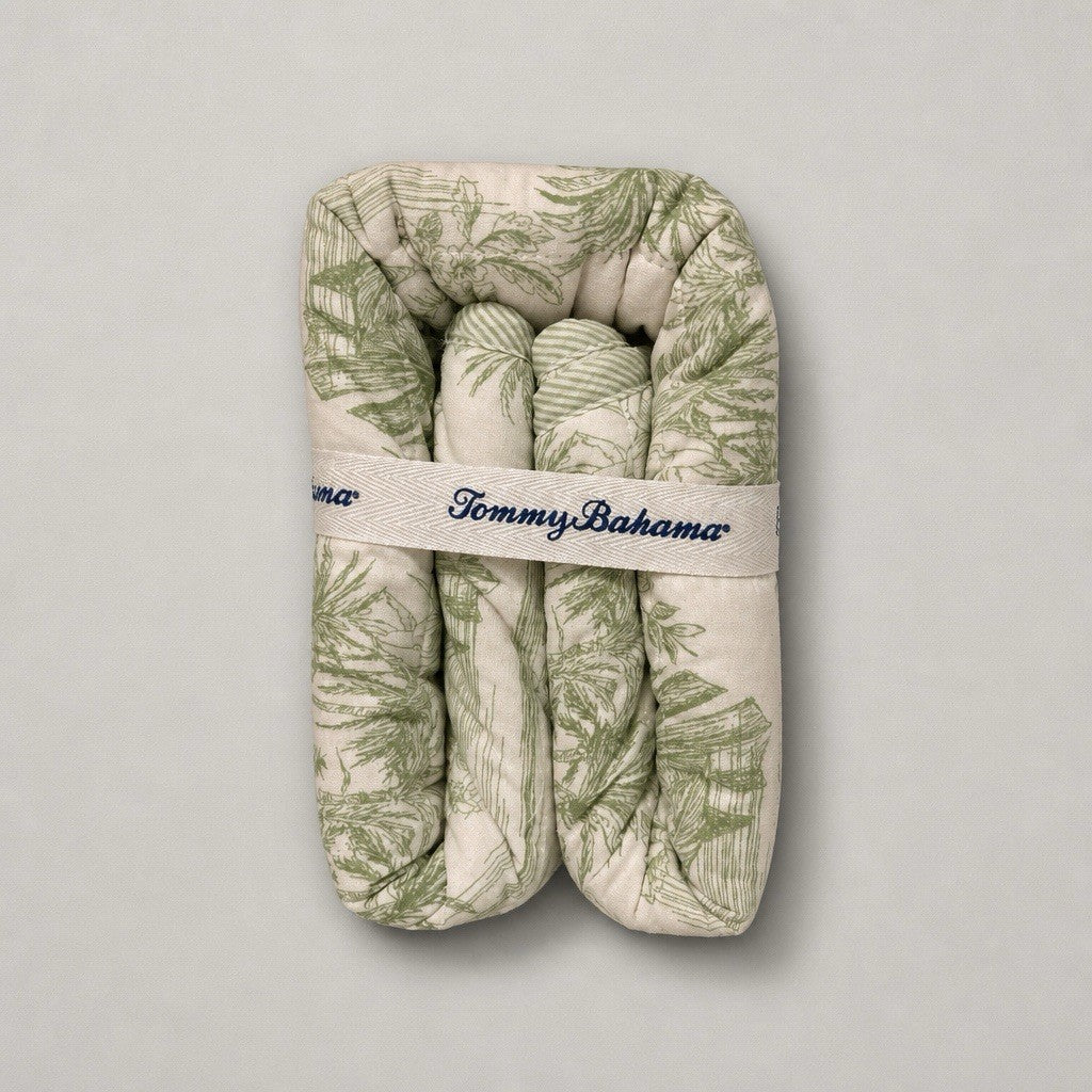 Tommy Bahama Beach Bluff Toile Green King Sham Set 2 Pcs