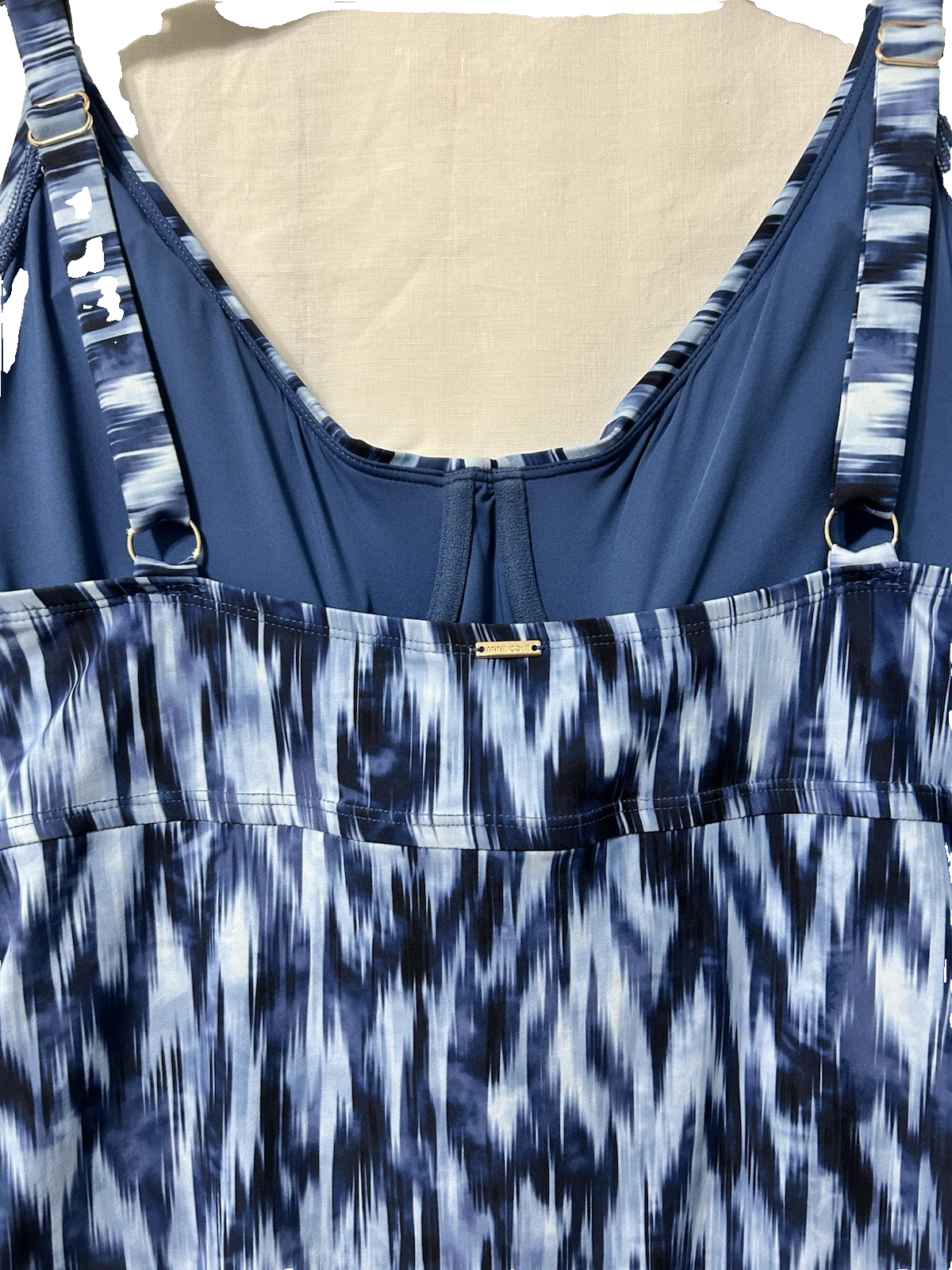 Anne Cole Plus 20W Printed Front Underwire One Piece Swimsuit Blue